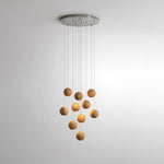 Wooden Orb Sphere Cluster Pendant Light