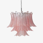 Pink Glass Leaf Chandelier