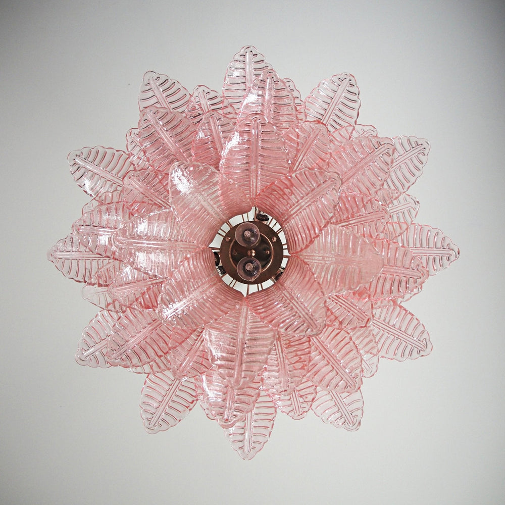 Pink Glass Leaf Chandelier