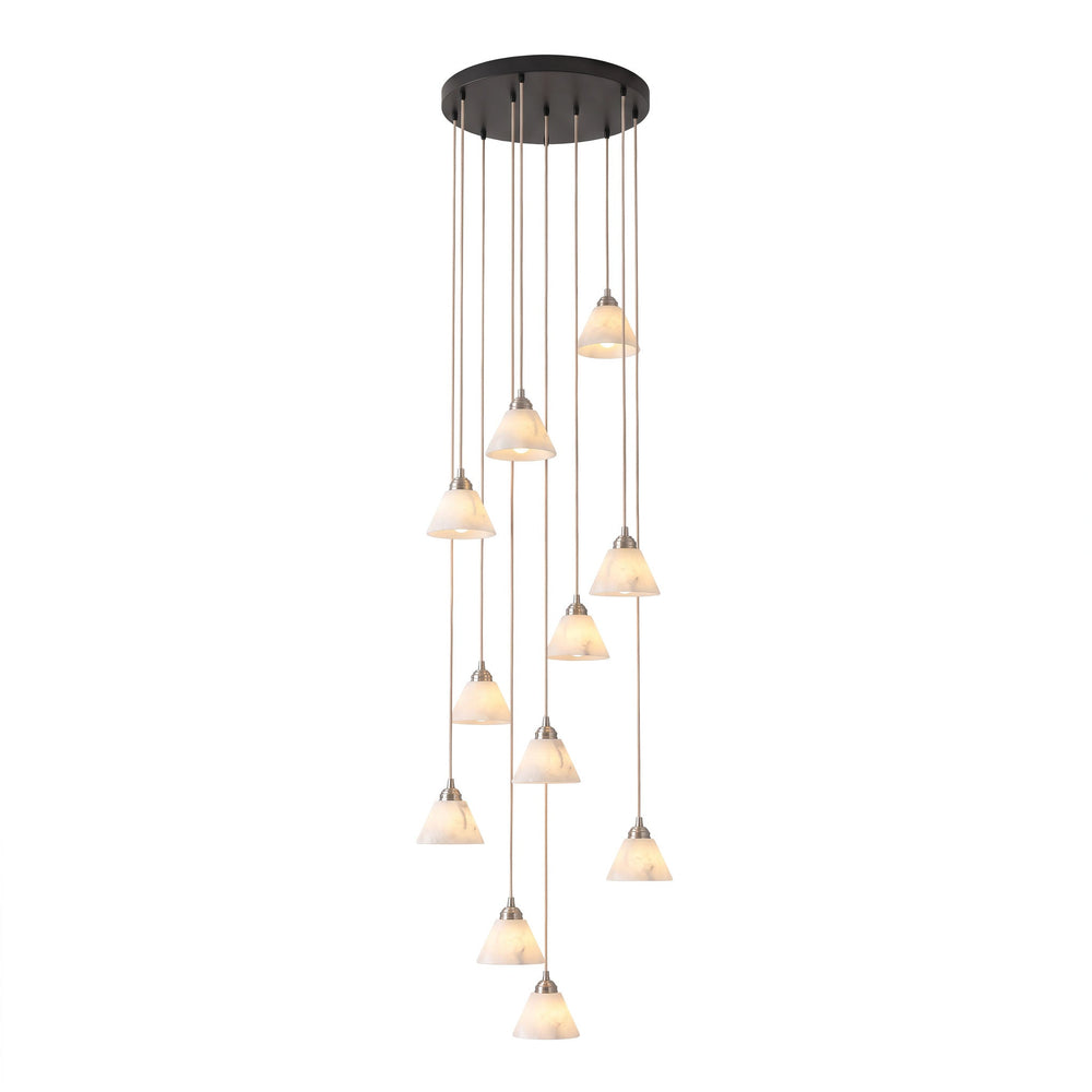 Conical Alabaster Brass Pendant Lamp