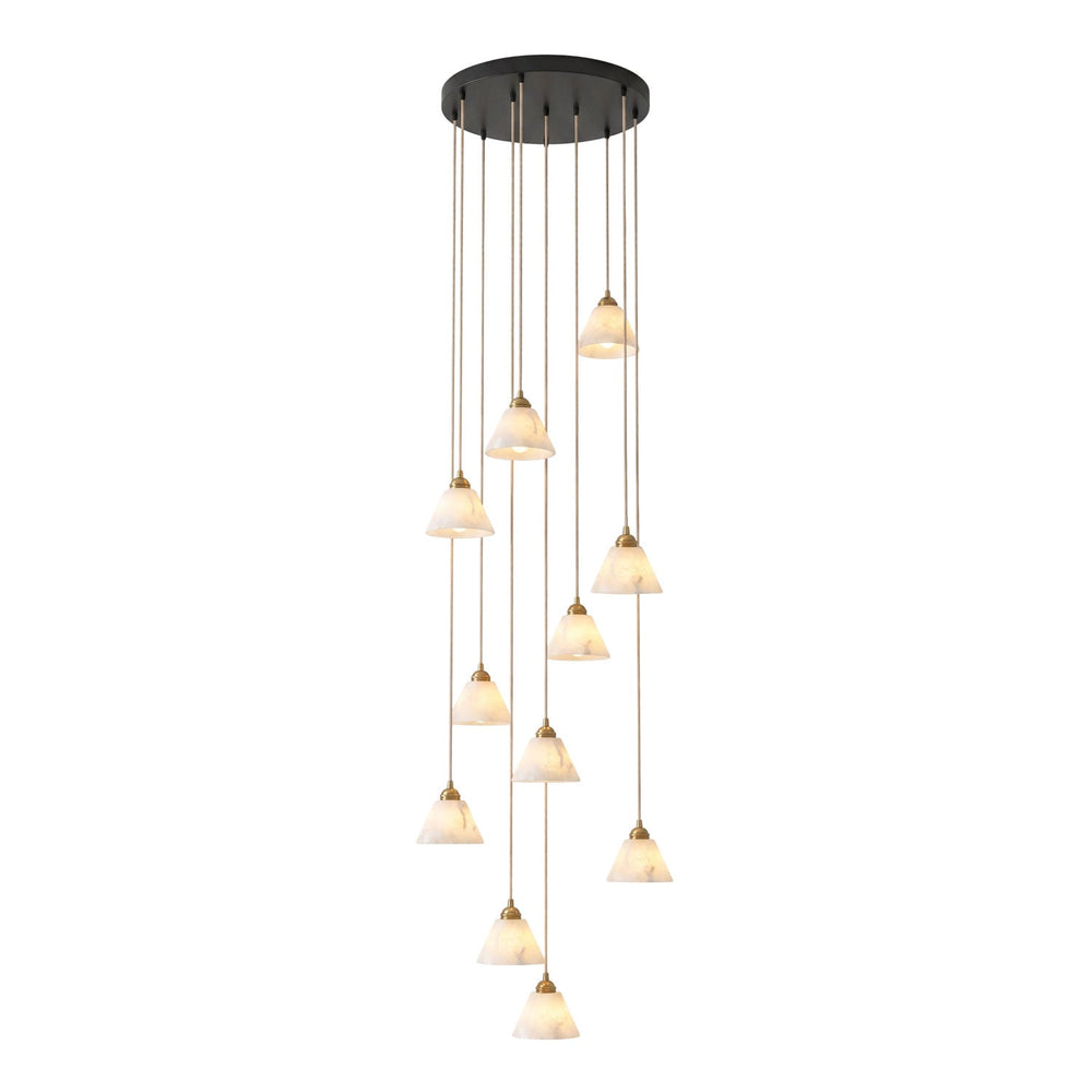 Conical Alabaster Brass Pendant Lamp