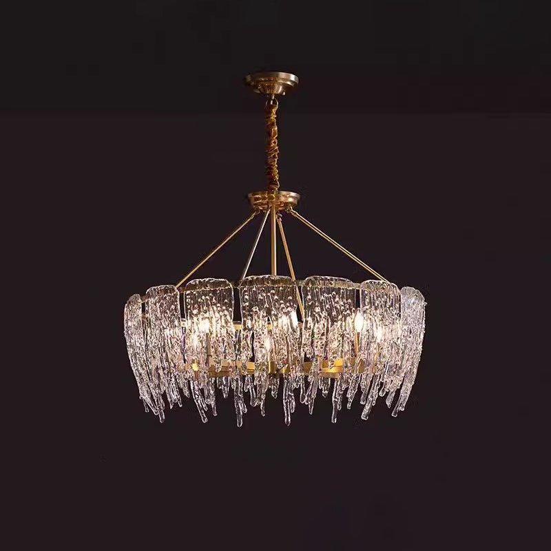 Icicle Rectangular Glass Chandelier – Cascading Crystal Rods