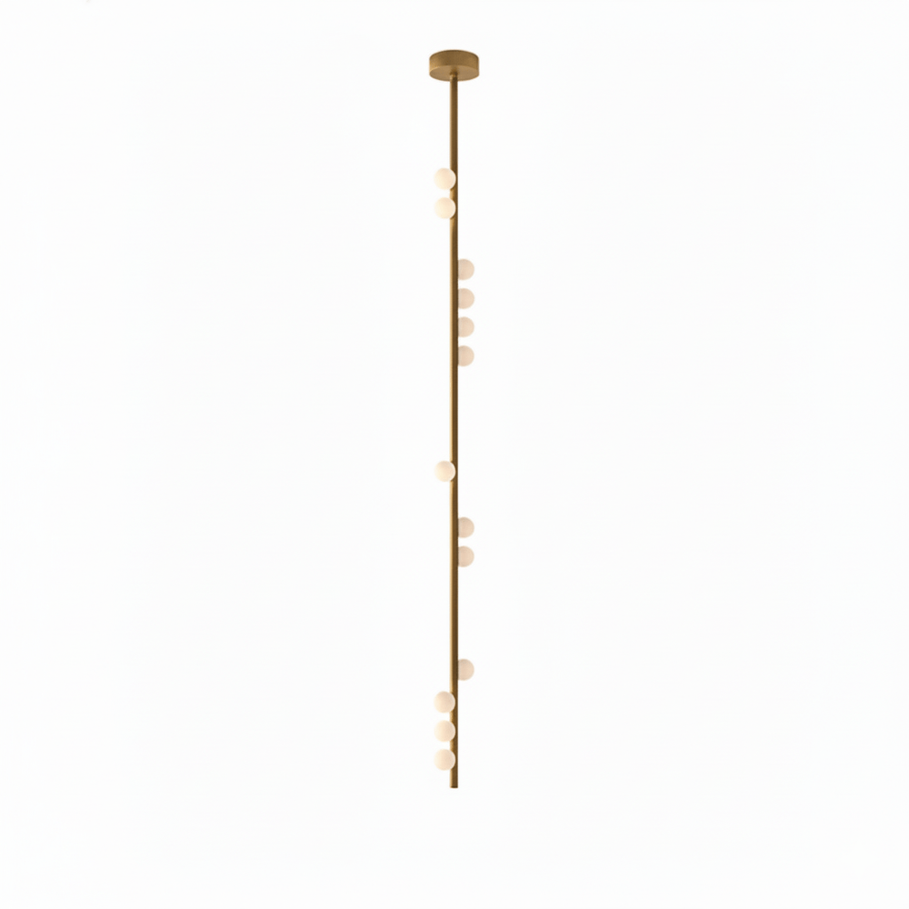 Orbit Brass Glass Drop Chandelier – Hand-Blown Multi-Head