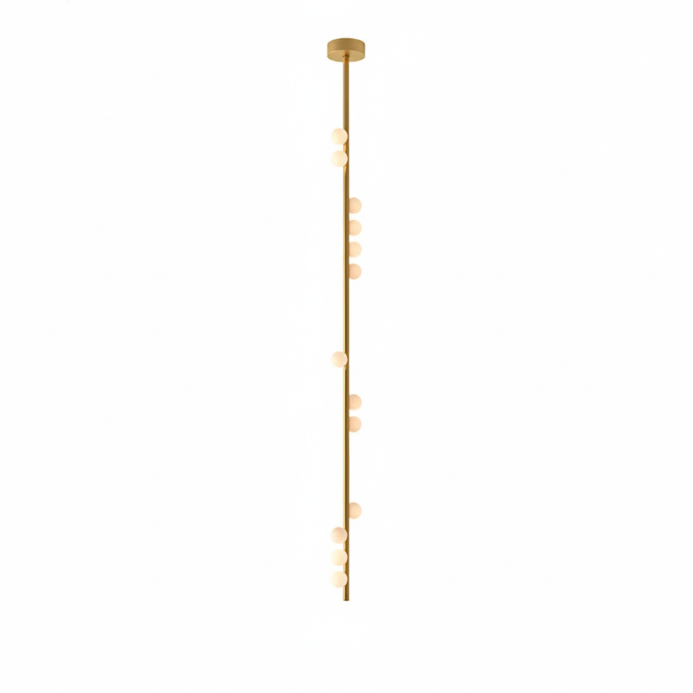 Orbit Brass Glass Drop Chandelier – Hand-Blown Multi-Head