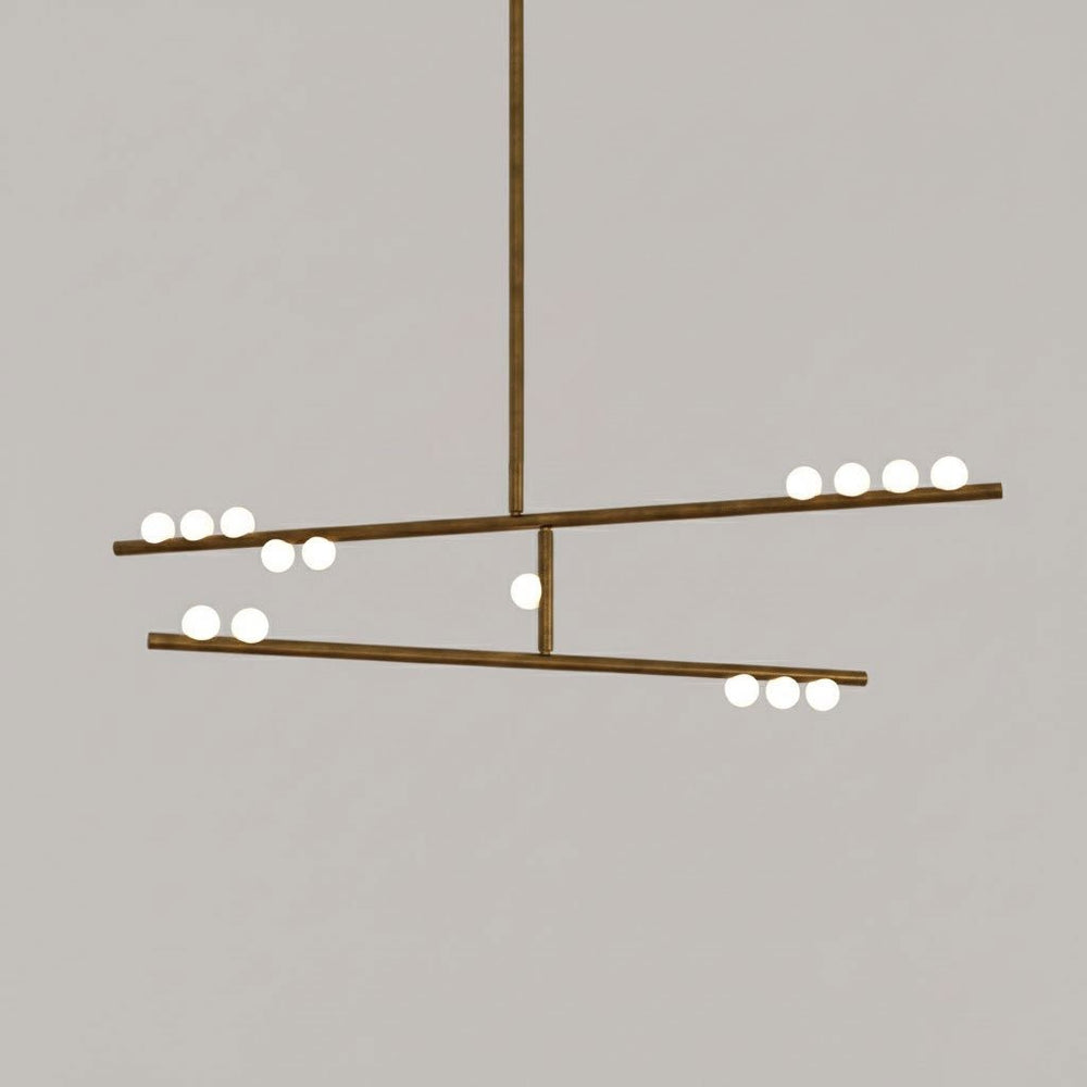 Orbit Brass Glass Drop Chandelier – Hand-Blown Multi-Head