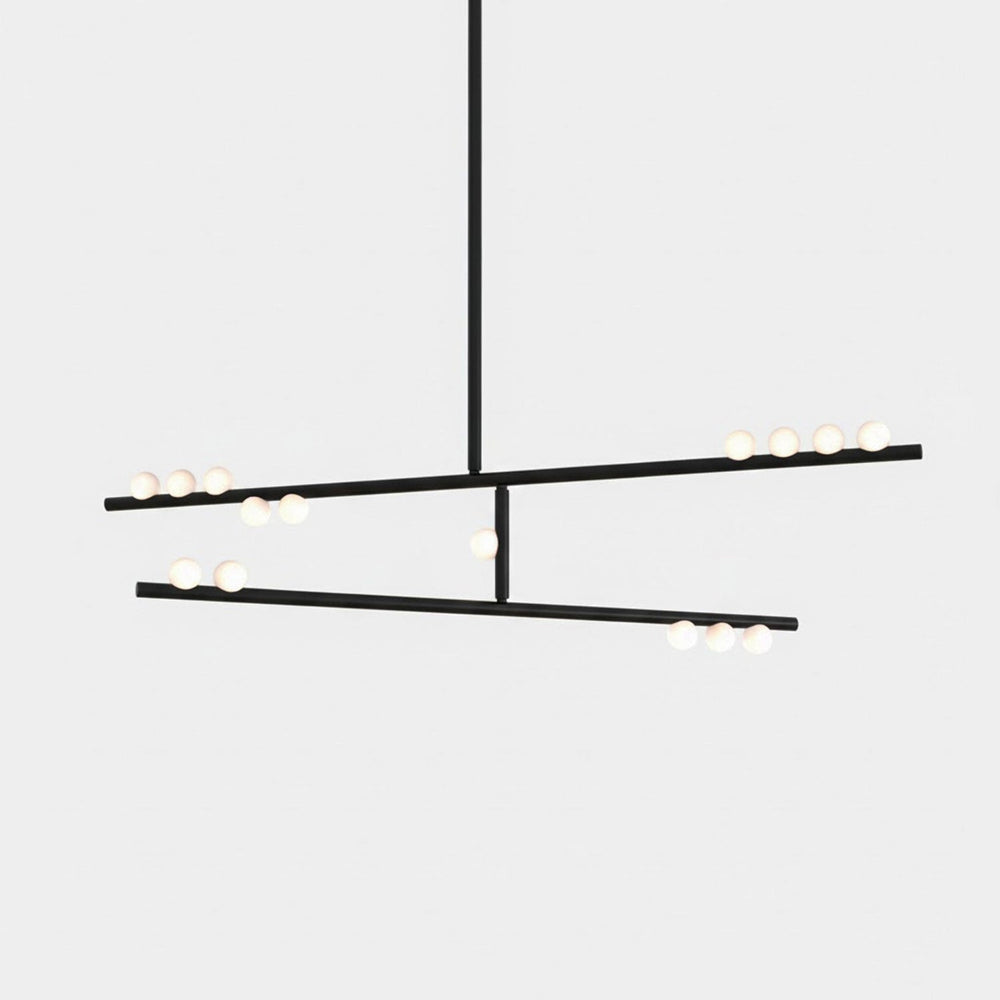 Orbit Brass Glass Drop Chandelier – Hand-Blown Multi-Head