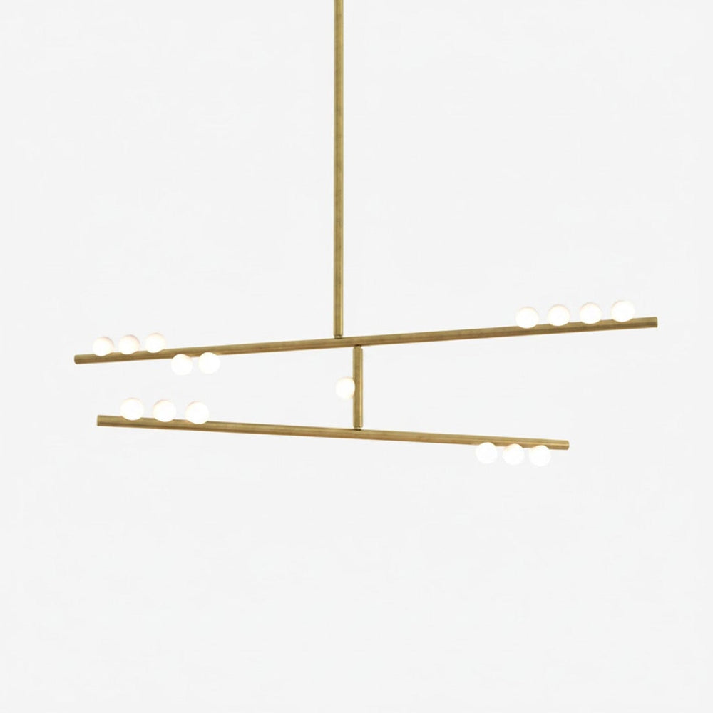 Orbit Brass Glass Drop Chandelier – Hand-Blown Multi-Head