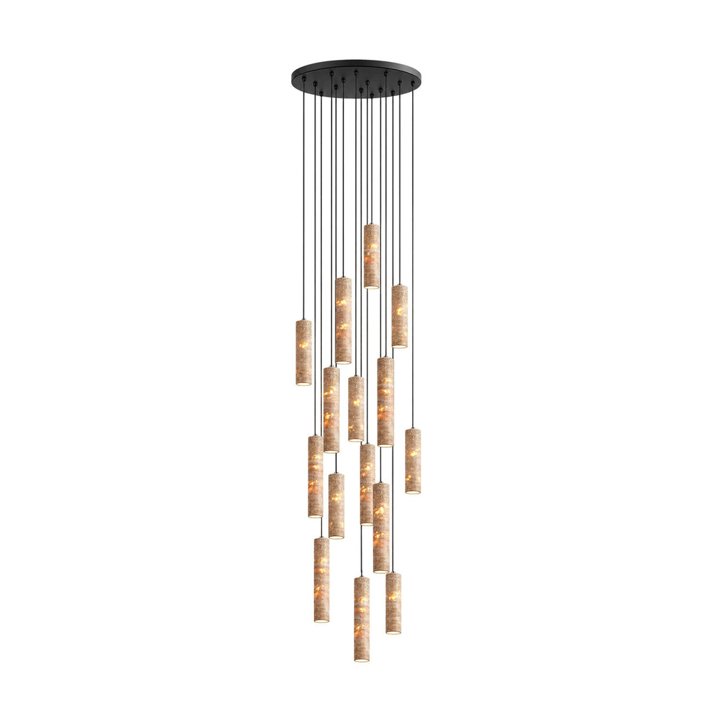Cylindrical Travertine Pendant Light