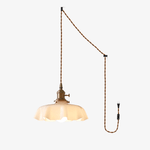 French Fleur Swag Pendant Light – Pleated Glass, Plug-In Antique Brass