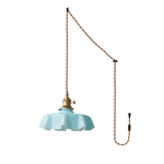 French Fleur Swag Pendant Light – Pleated Glass, Plug-In Antique Brass