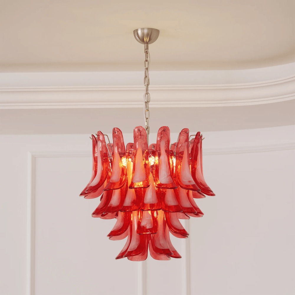 Crimson Glass Petals Chandelier