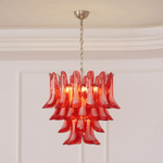 Crimson Glass Petals Chandelier
