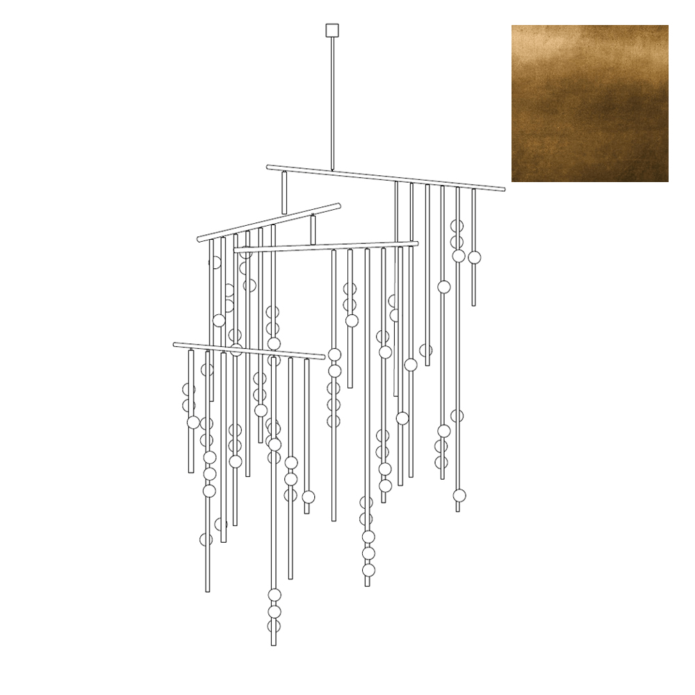 Orbit Brass Glass Drop Chandelier – Hand-Blown Multi-Head