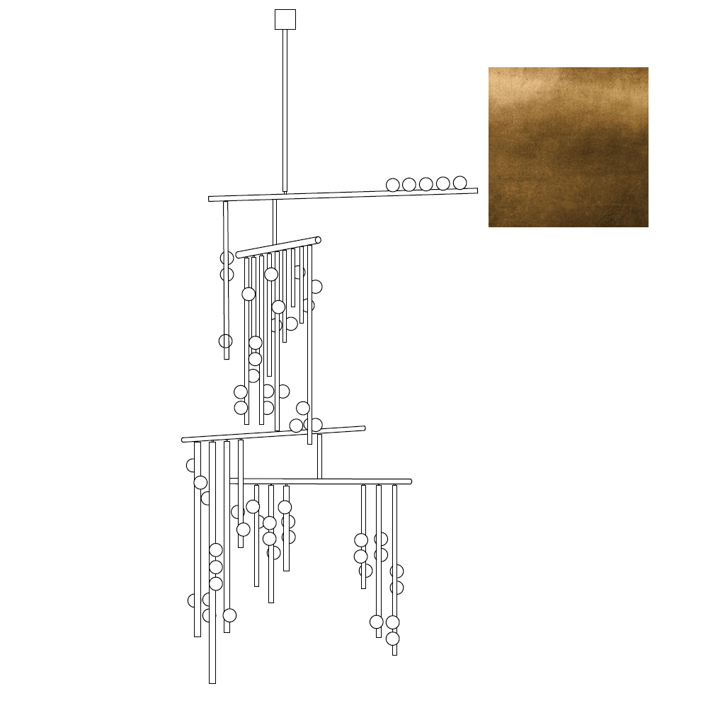 Orbit Brass Glass Drop Chandelier – Hand-Blown Multi-Head