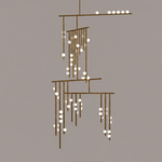 Orbit Brass Glass Drop Chandelier – Hand-Blown Multi-Head