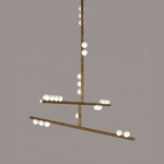 Orbit Brass Glass Drop Chandelier – Hand-Blown Multi-Head