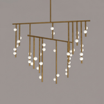 Orbit Brass Glass Drop Chandelier – Hand-Blown Multi-Head