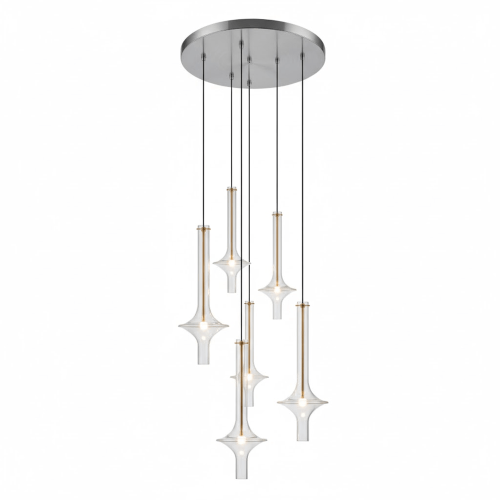 Wonder Glass Globe Suspension Lamp – Gold & Black Multi-Head