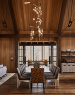 Orbit Brass Glass Drop Chandelier – Hand-Blown Multi-Head