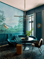 Orbit Brass Glass Drop Chandelier – Hand-Blown Multi-Head