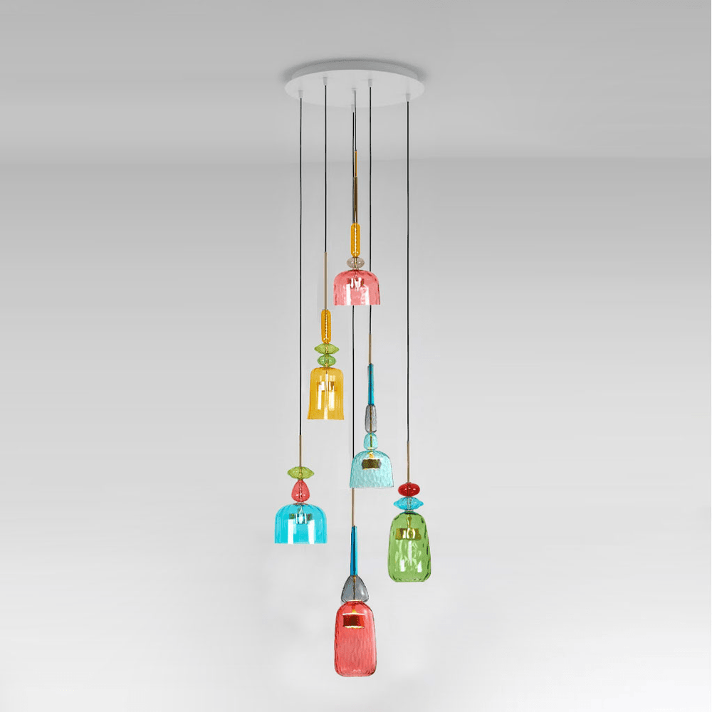 Candy Drop Hand-Blown Glass Pendant – Modular Multi-Color Cluster