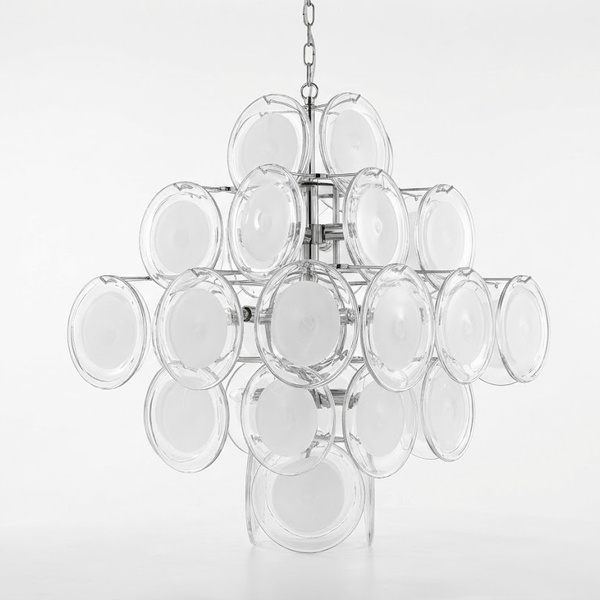 Disc White Glass Chandelier