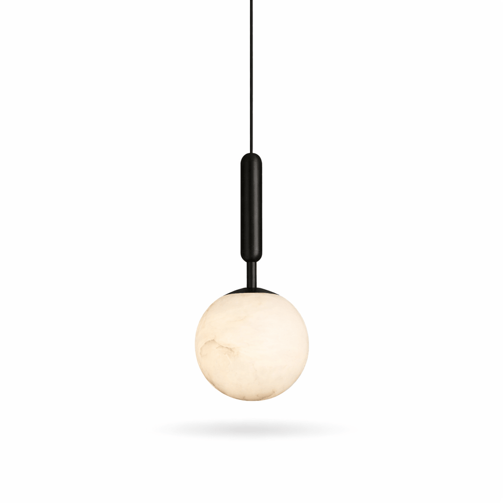 Bosso Alabaster Sculptural Pendant – Brass & Stone