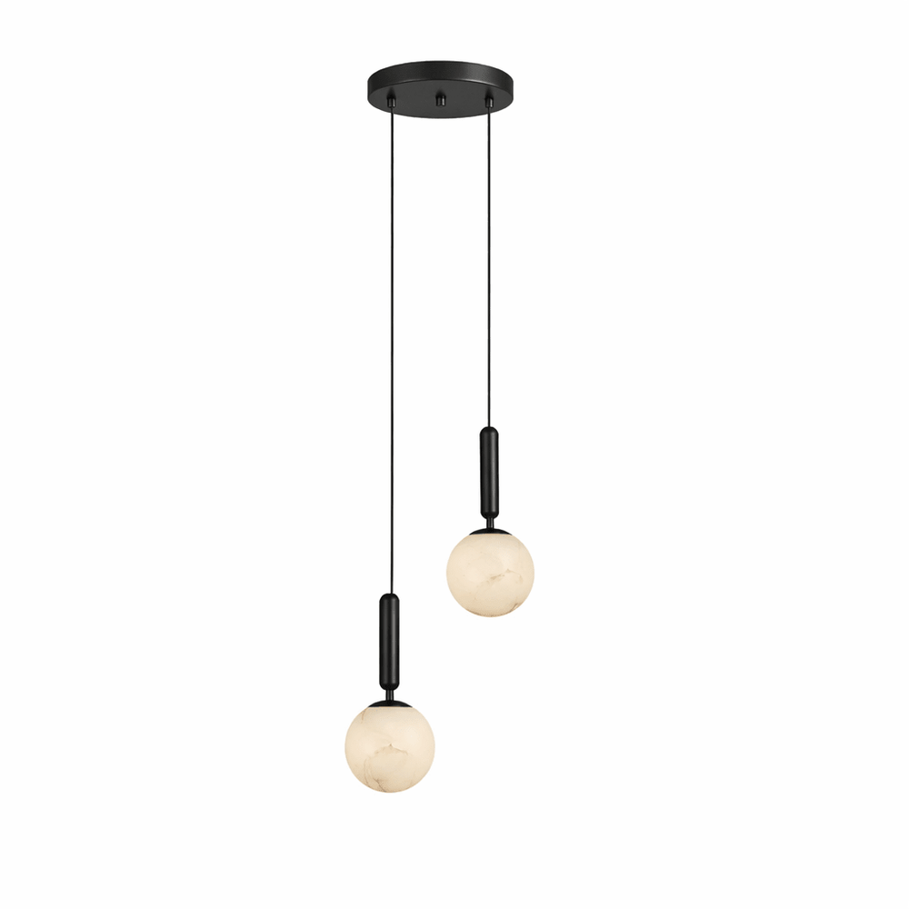 Bosso Alabaster Sculptural Pendant – Brass & Stone