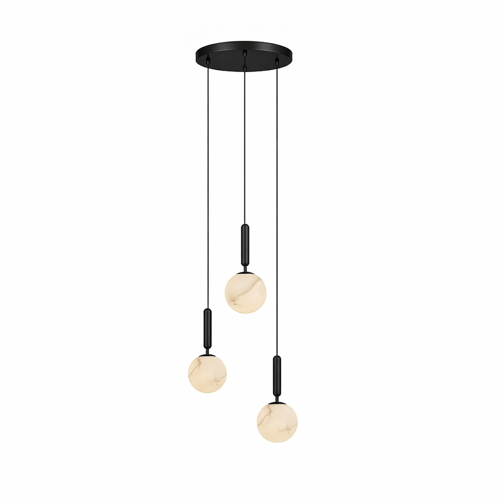 Bosso Alabaster Sculptural Pendant – Brass & Stone