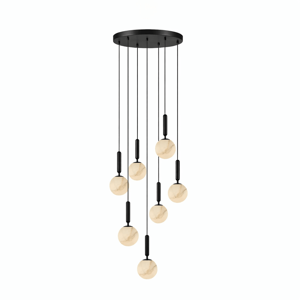 Bosso Alabaster Sculptural Pendant – Brass & Stone