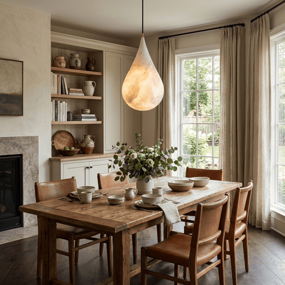 Alabaster Raindrop Pendant Light