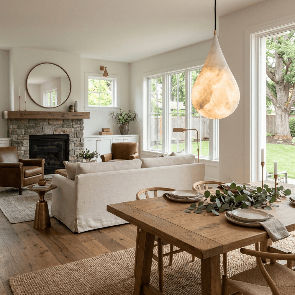 Alabaster Raindrop Pendant Light