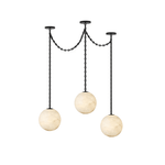 Industrial Alabaster Orb Chain Chandelier