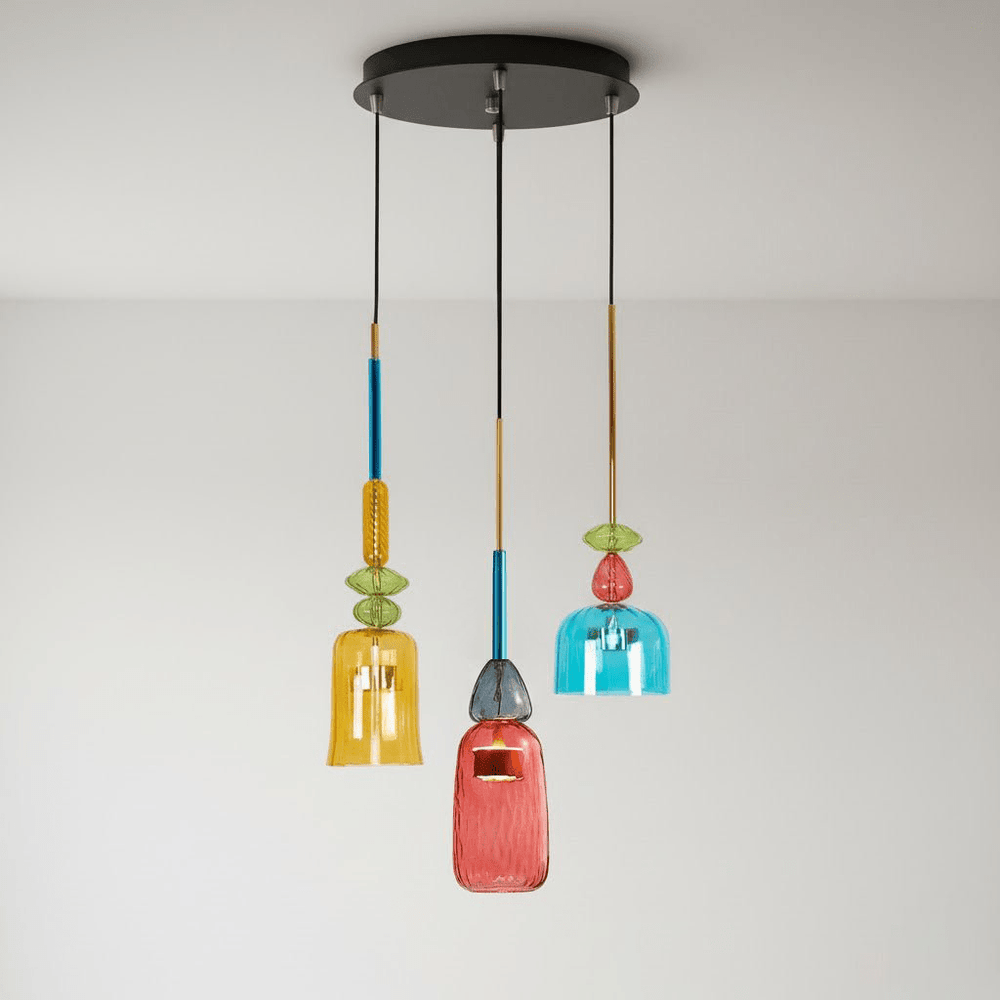 Candy Drop Hand-Blown Glass Pendant – Modular Multi-Color Cluster