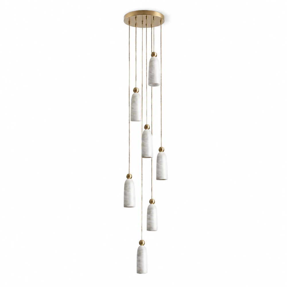 Alabaster Bell Cluster Pendant Lamp