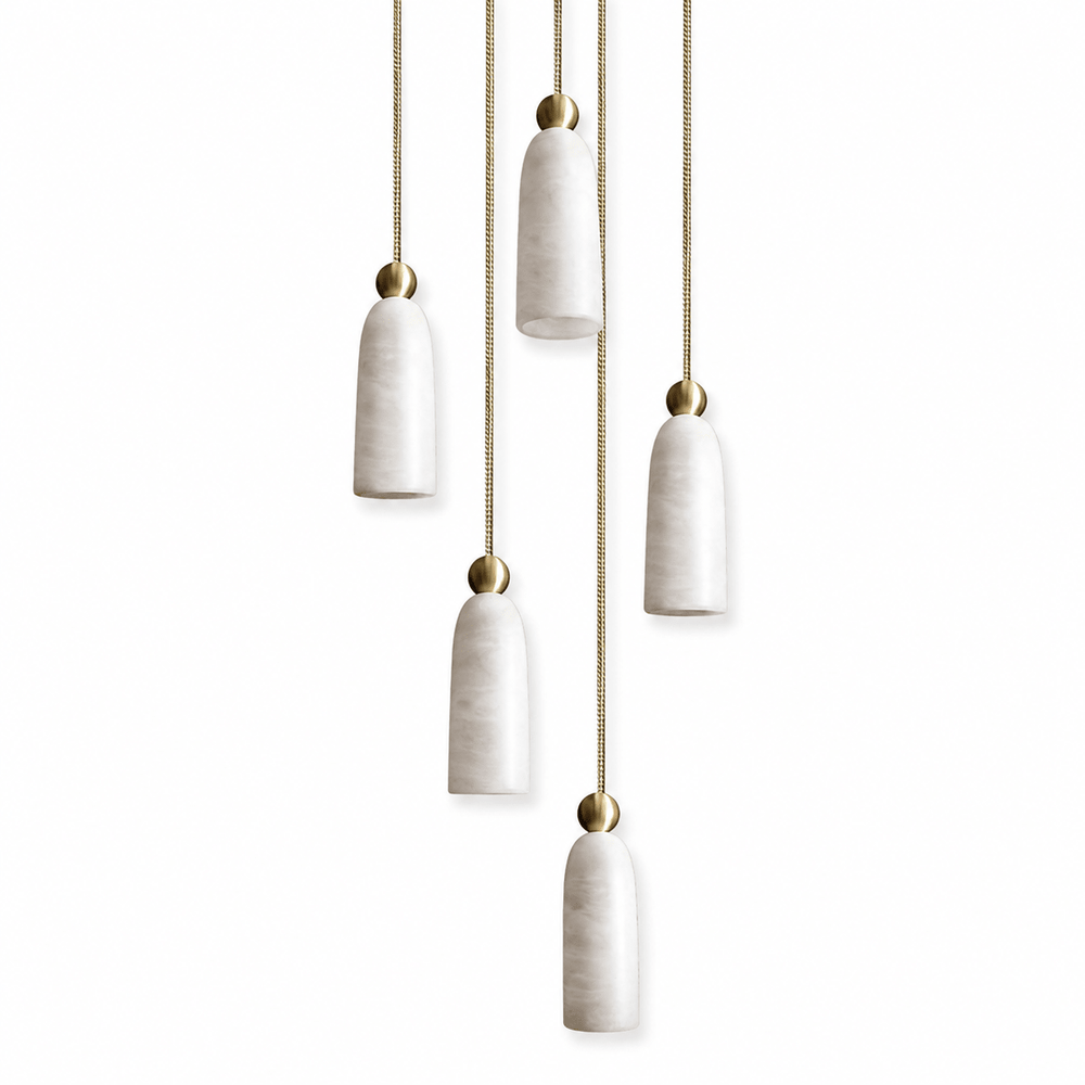Alabaster Bell Cluster Pendant Lamp