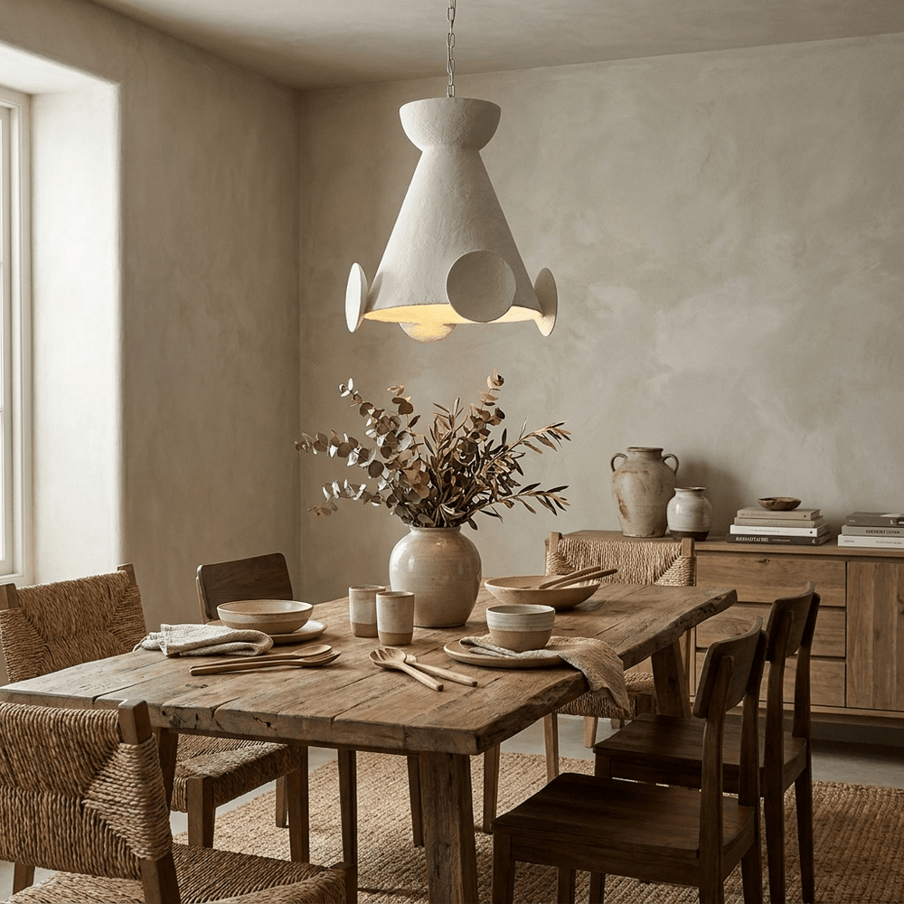 Sculptural Plaster Cone Pendant Lamp