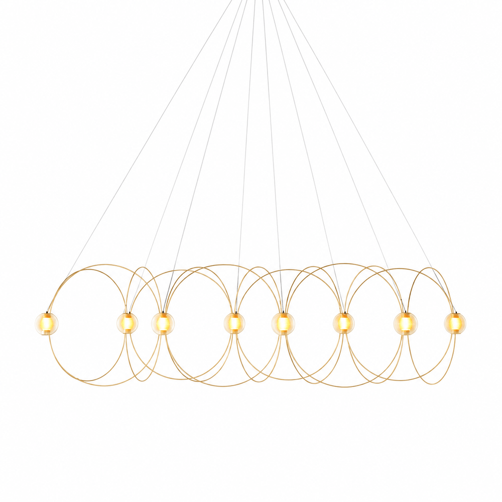 Amber Glass Orb Loop Chandelier