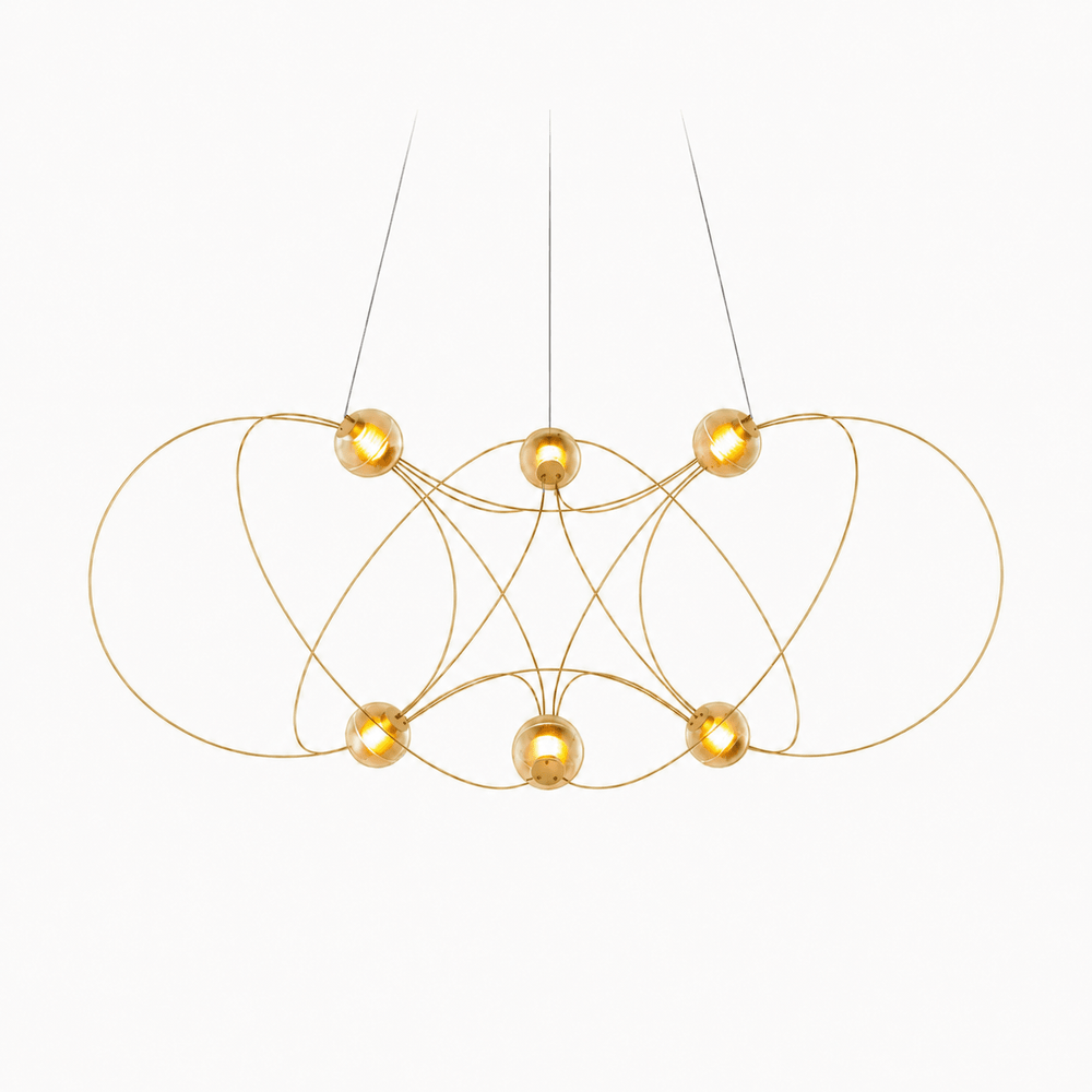 Amber Glass Orb Loop Chandelier