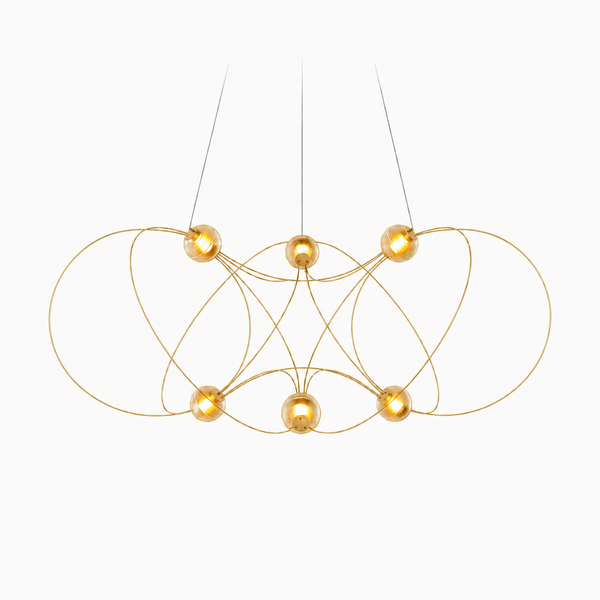 Amber Glass Orb Loop Chandelier
