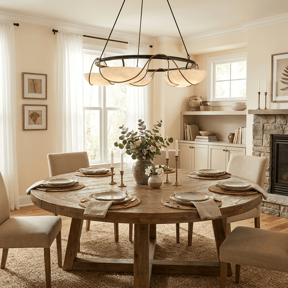 Alabaster Bowl Ring Chandelier
