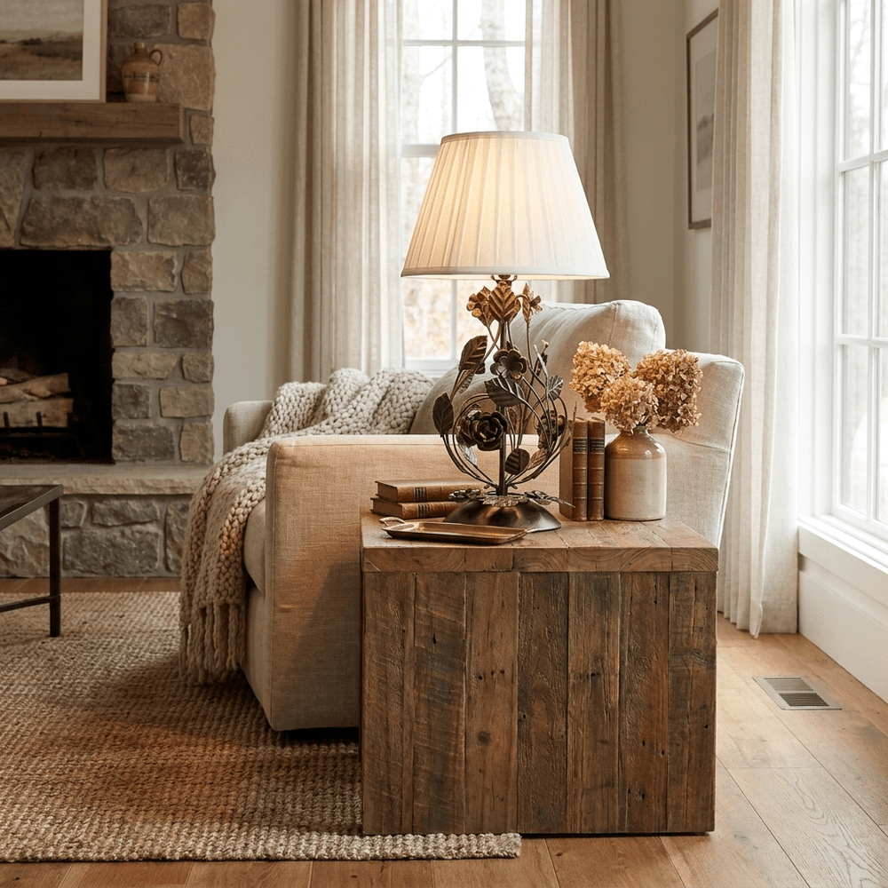 Rosaspina Wrought Iron Rose Table Lamp