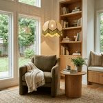 Rattan Fringe Dome Pendant Light
