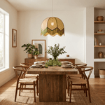 Rattan Fringe Dome Pendant Light