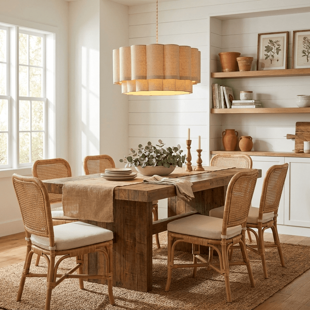 Fabric Petal Cylinder Pendant Lamp