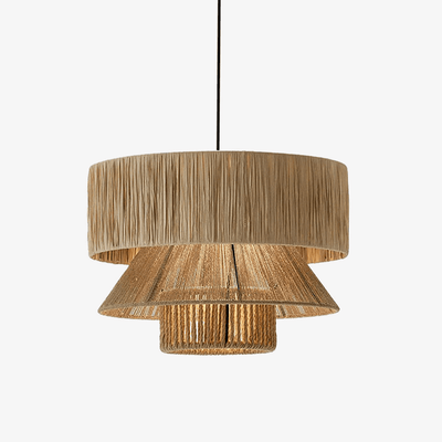Raffia Jute Tiered Pendant Lamp Chandelier Lumaris Designer
