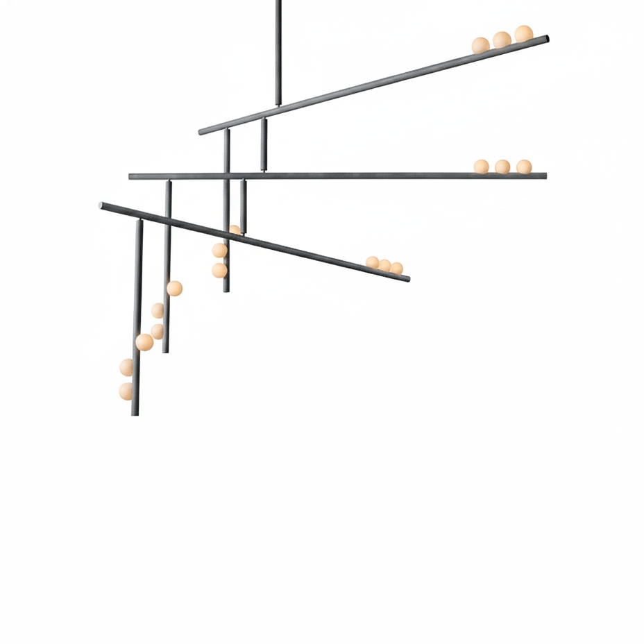 Orbit Brass Glass Drop Chandelier – Hand-Blown Multi-Head