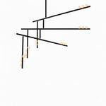 Orbit Brass Glass Drop Chandelier – Hand-Blown Multi-Head