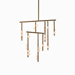 Orbit Brass Glass Drop Chandelier – Hand-Blown Multi-Head