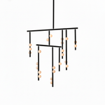 Orbit Brass Glass Drop Chandelier – Hand-Blown Multi-Head